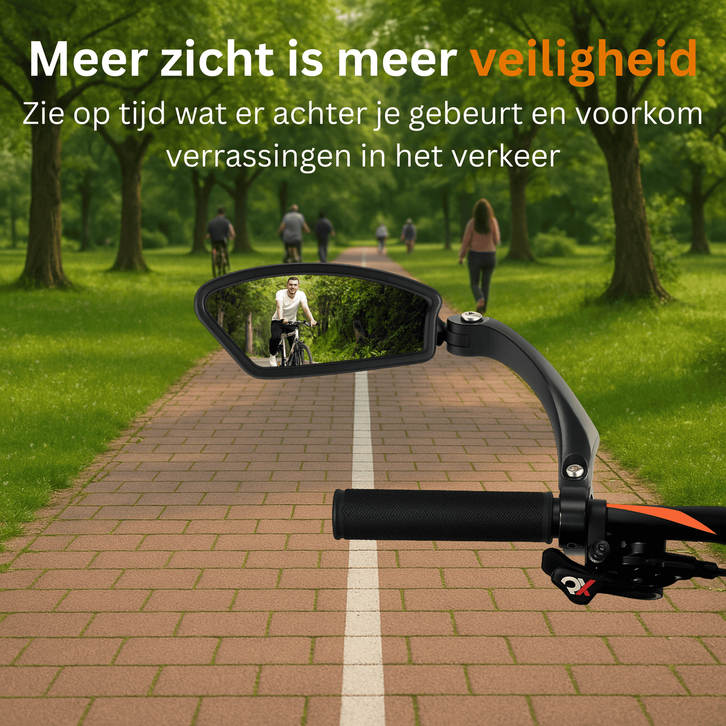 Fietsspiegel Links - Geschikt voor Ebike, Scooter & Fiets - Achteruitkijkspiegel op Stuur - Verstelbaar - Zwart