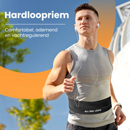 Hardloopriem Elastisch - Running Belt - Zwart