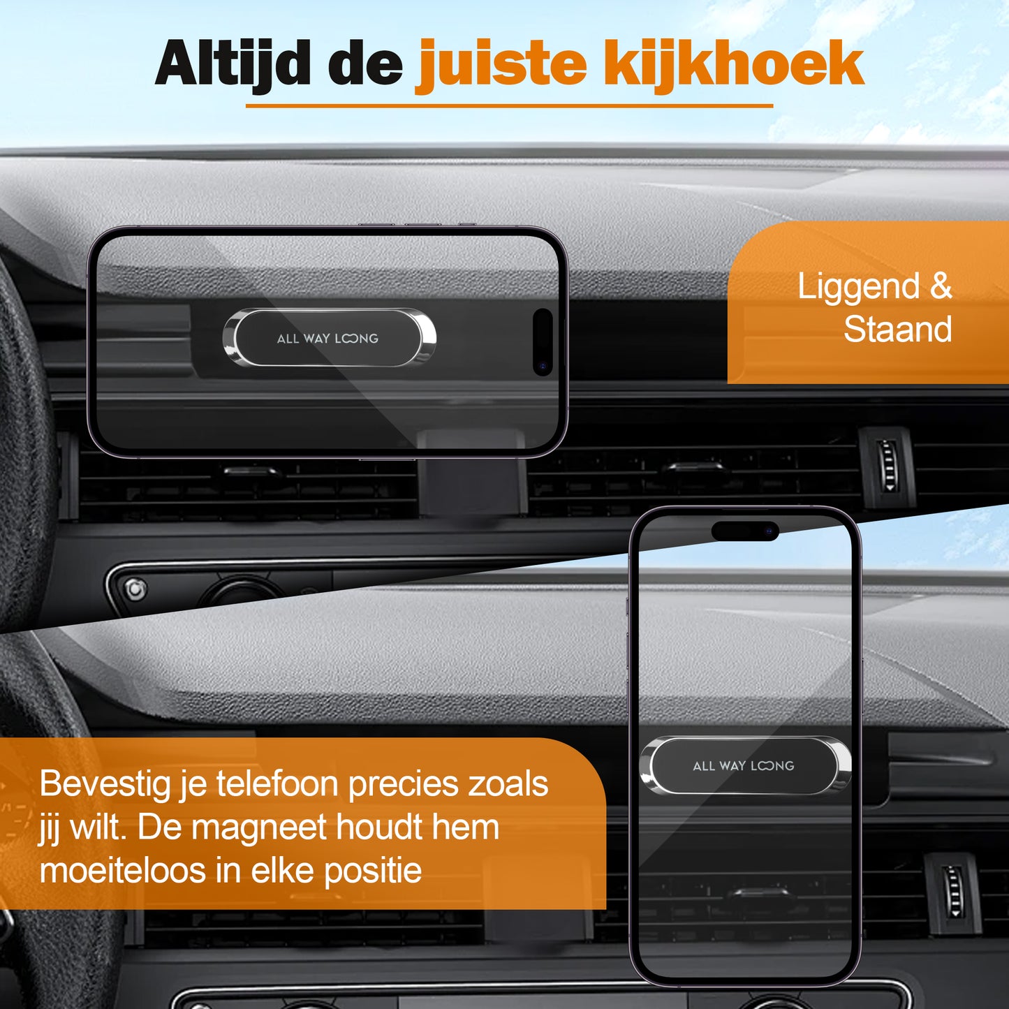 Telefoonhouder Auto Magnetisch Dashboard - Off-Road & Drempel Proof - Zwart
