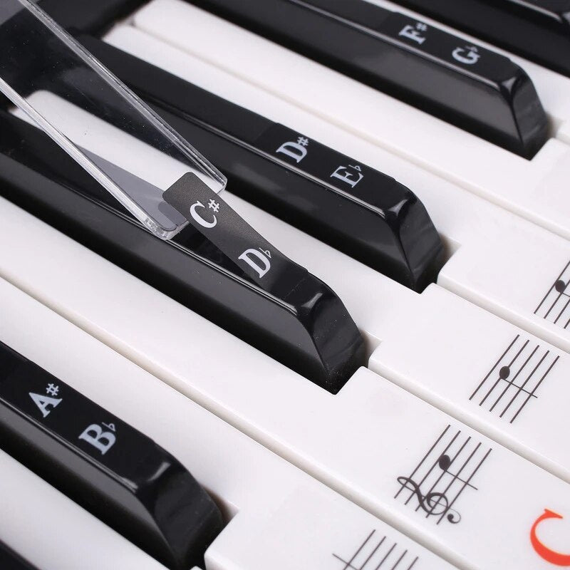 Piano Stickers - Keyboard Stickers - Eenvoudig Muzieknoten Leren - 49/54/61/88 Toetsen - Zwart