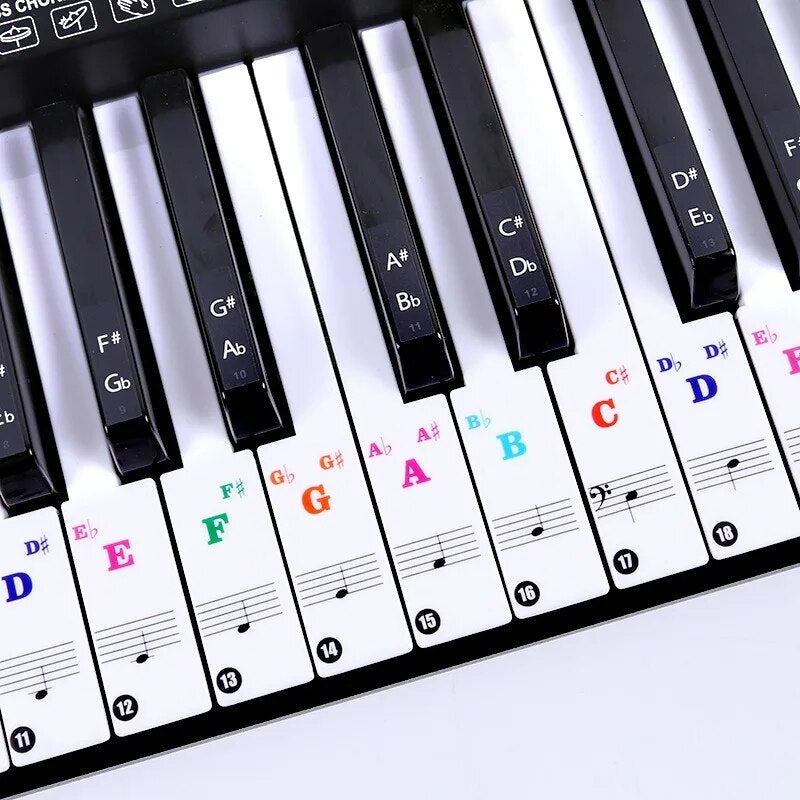 Piano Stickers - Keyboard Stickers - Eenvoudig Muzieknoten Leren - 49/54/61/88 Toetsen - Zwart