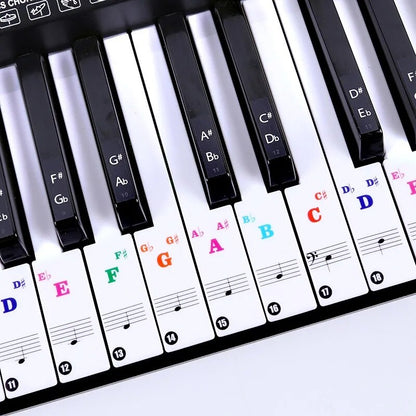 Piano Stickers - Keyboard Stickers - Eenvoudig Muzieknoten Leren - 49/54/61/88 Toetsen - Zwart
