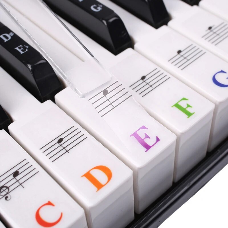 Piano Stickers - Keyboard Stickers - Eenvoudig Muzieknoten Leren - 49/54/61/88 Toetsen - Zwart