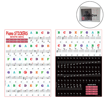 Piano Stickers - Keyboard Stickers - Eenvoudig Muzieknoten Leren - 49/54/61/88 Toetsen - Zwart