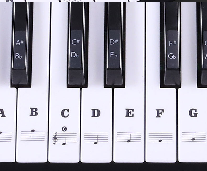 Piano Stickers - Keyboard Stickers - Eenvoudig Muzieknoten Leren - 49/54/61/88 Toetsen - Zwart