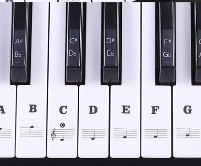 Piano Stickers - Keyboard Stickers - Eenvoudig Muzieknoten Leren - 49/54/61/88 Toetsen - Zwart