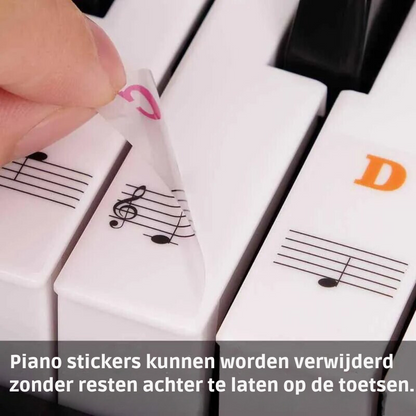 Piano Stickers - Keyboard Stickers - Eenvoudig Muzieknoten Leren - 49/54/61/88 Toetsen - Zwart