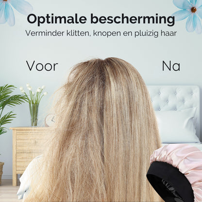 Bonnet Satijn Verstelbaar - Satijnen Slaapmuts - Dubbelzijdige Voering & Klittenband Sluiting