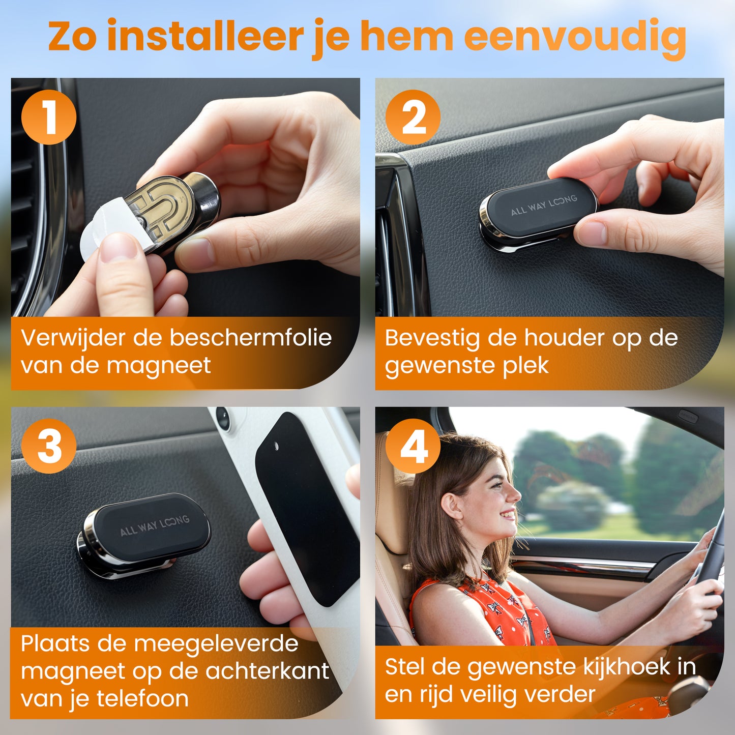 Telefoonhouder Auto Magnetisch - Dashboard - GSM Houder Auto - Off-Road & Drempel Proof - Magneet telefoonhouder - 360º Draaibaar