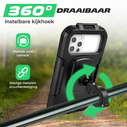 Telefoonhouder Fiets Waterdicht - 360° Rotatie - Universeel - Zwart
