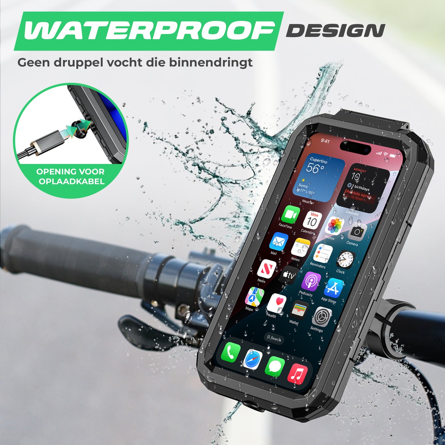 Telefoonhouder Fiets Waterdicht - 360° Rotatie - Universeel - Zwart