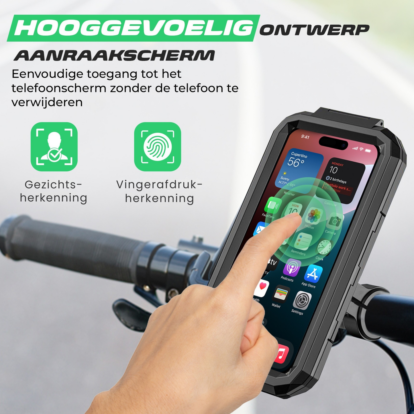 Telefoonhouder Fiets Waterdicht - 360° Rotatie - Universeel - Zwart