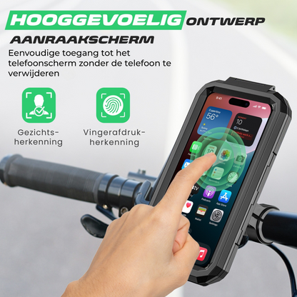 Telefoonhouder Fiets Waterdicht - 360° Rotatie - Universeel - Zwart