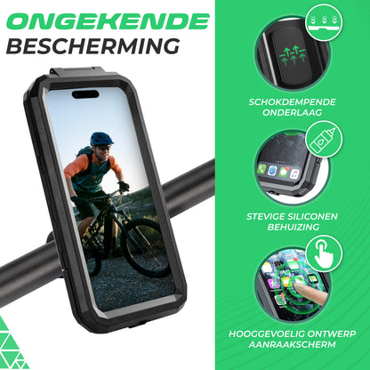 Telefoonhouder Fiets Waterdicht - 360° Rotatie - Universeel - Zwart