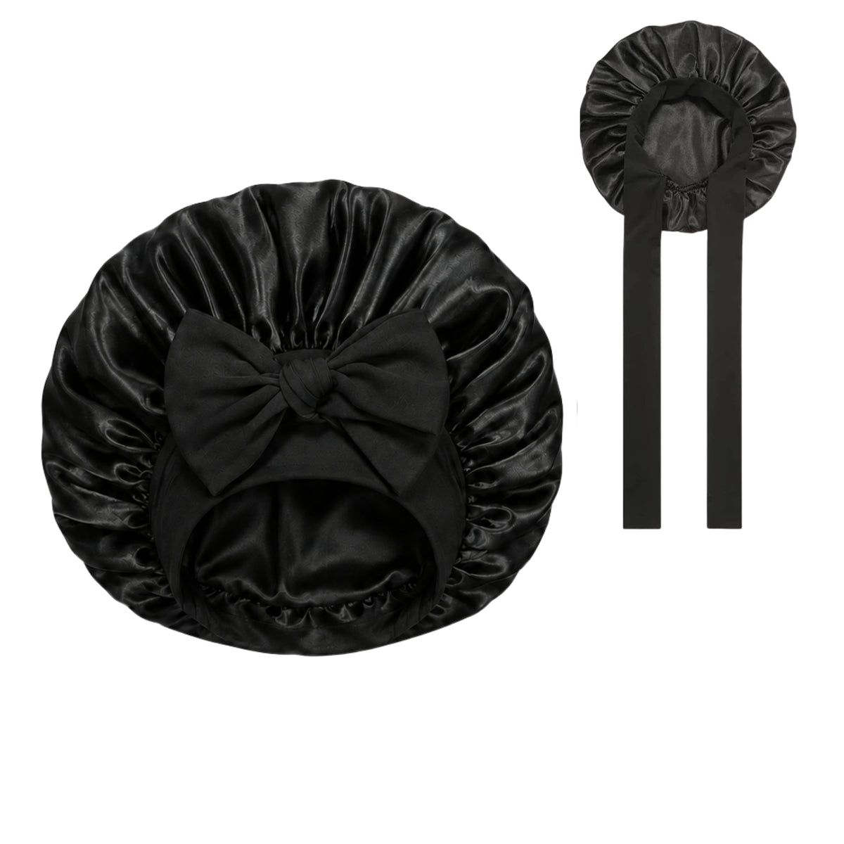 Luxe Bonnet Satijn Verstelbaar - 2 Stuks - Satijnen Slaapmuts - Haarnetjes - Unisex - Zwart