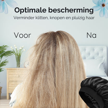 Bonnet Satijn Verstelbaar - Satijnen Slaapmuts - Dubbelzijdige Voering & Klittenband Sluiting
