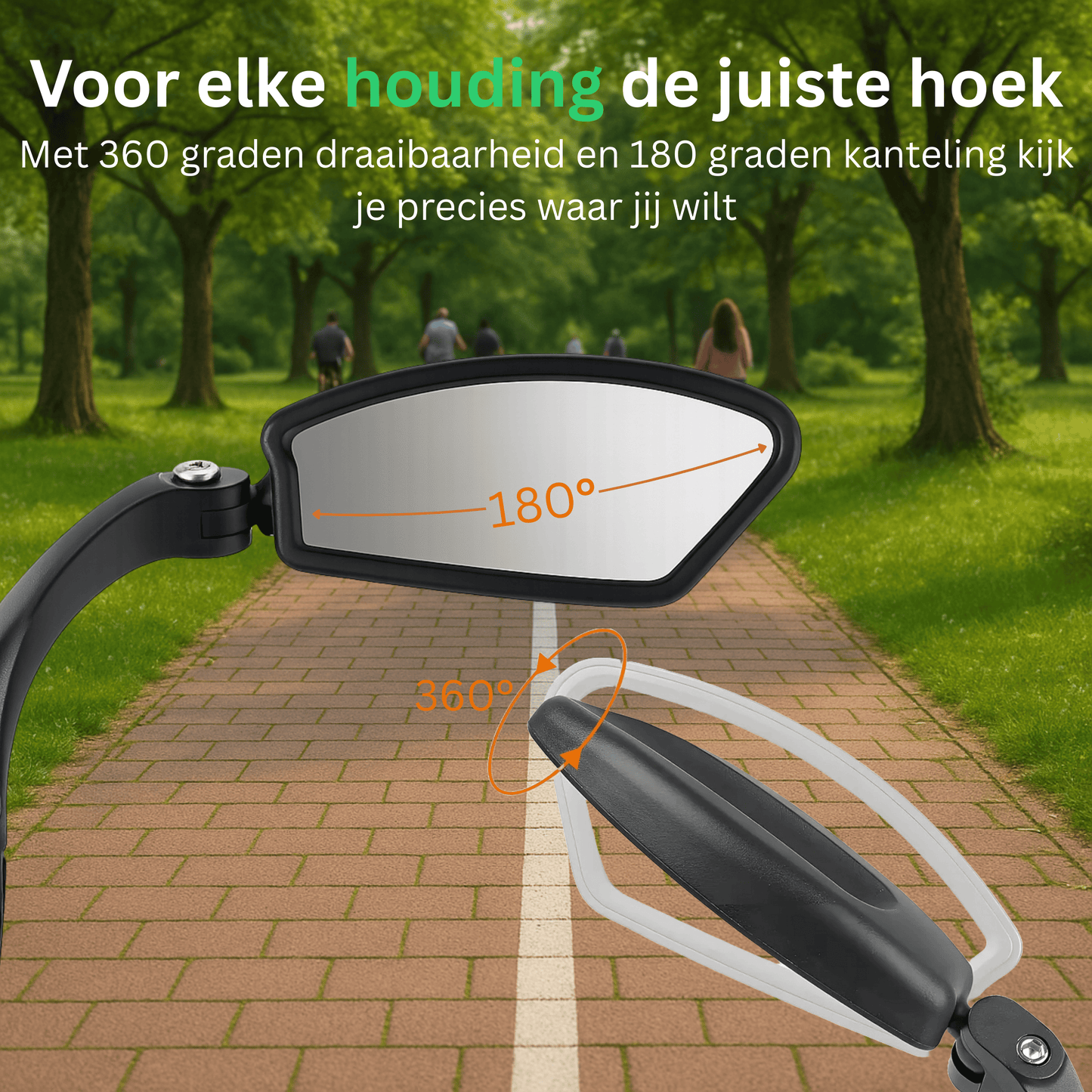Fietsspiegel Links - Geschikt voor Ebike, Scooter & Fiets - Achteruitkijkspiegel op Stuur - Verstelbaar - Zwart