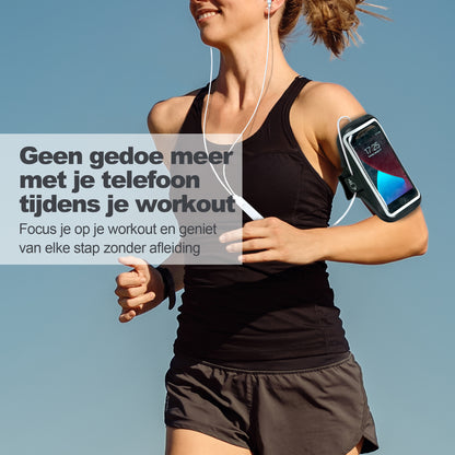 Telefoonhouder armband gedragen om arm tijdens hardlopen