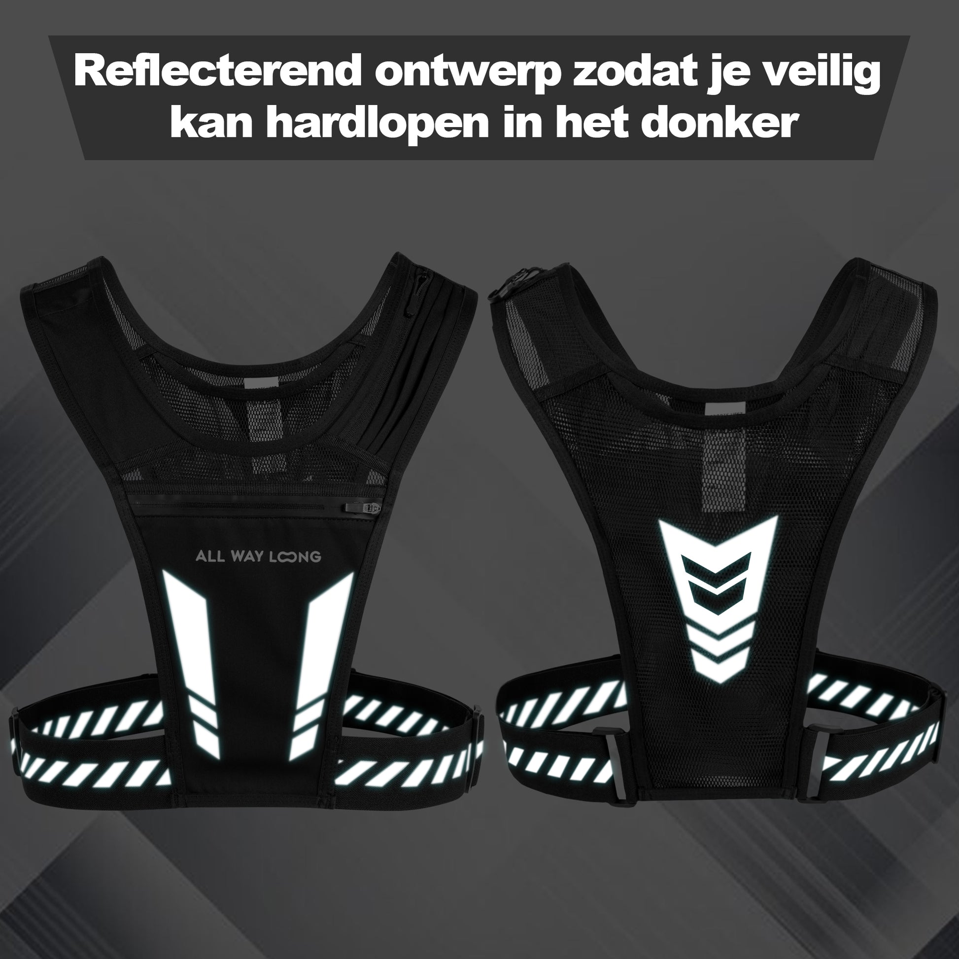 Reflecterend hardloopvest zichtbaar in het donker met lichtreflectie