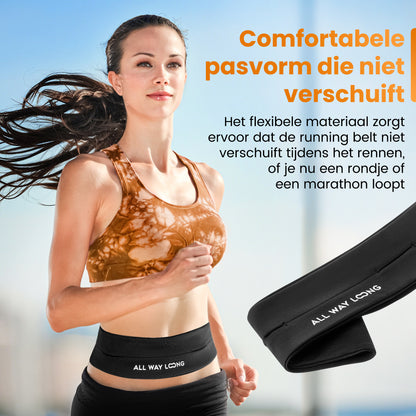Hardloopriem Elastisch - Running Belt - Zwart