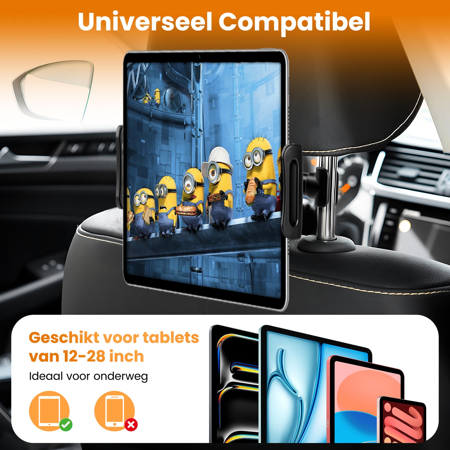 Tablet Houder Auto - Verstelbaar - Zwart