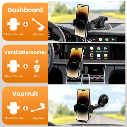 Telefoonhouders Auto met Zuignap - 3 in 1 Autohouder - Verstelbaar