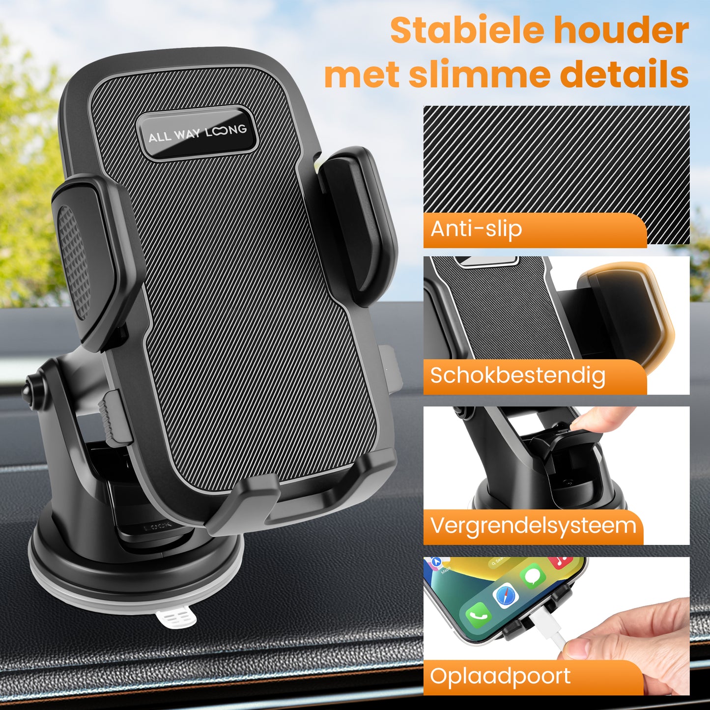 Telefoonhouders Auto met Zuignap - 3 in 1 Autohouder - Verstelbaar