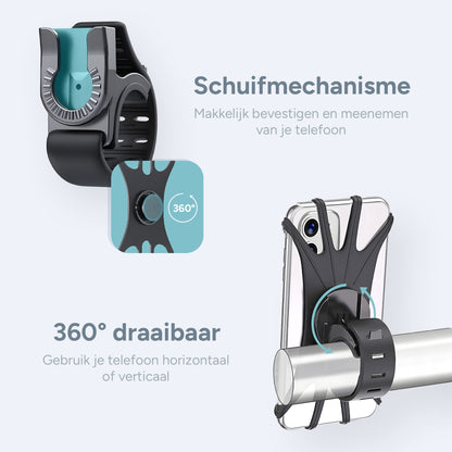 Telefoonhouder fiets met schuifmechaniscme om telefoon makkelijk van stuur af te nemen
